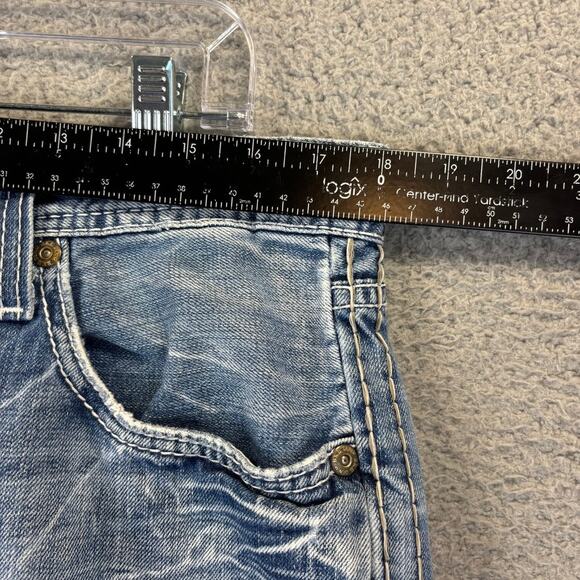 BKE Tyler Jeans Mens 36x32 Straight Distressed Whiskered Blue Denim Cowboy Rodeo - Picture 6 of 11